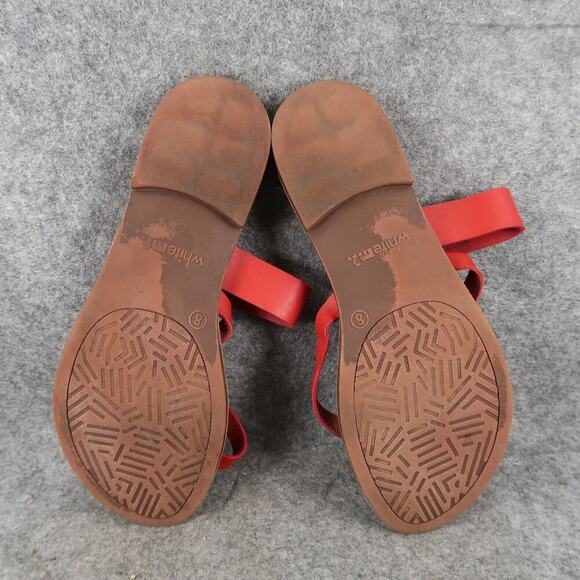 White Mt Shoes Womens 8 Sandals Slip On Casual Toe Ring Flat Red Boho Summer - Picture 8 of 9